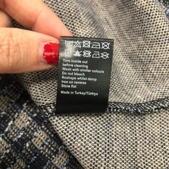 ME+EM Navy Tweed Pouf Sleeve Top Size 8 - Picture 7 of 7